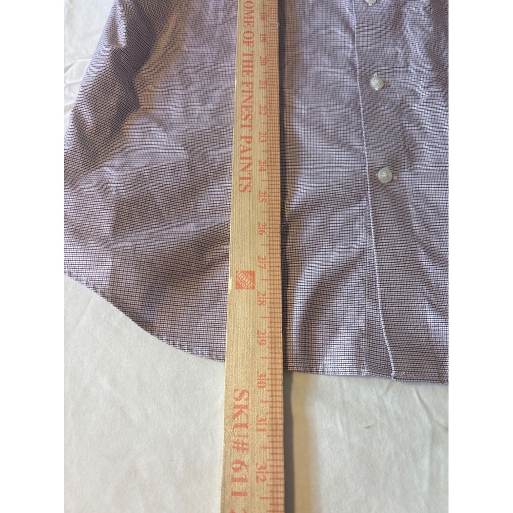 Banana Republic Dress Shirt Mens Medium Purple White Micro-Check Long Slv - Picture 6 of 13